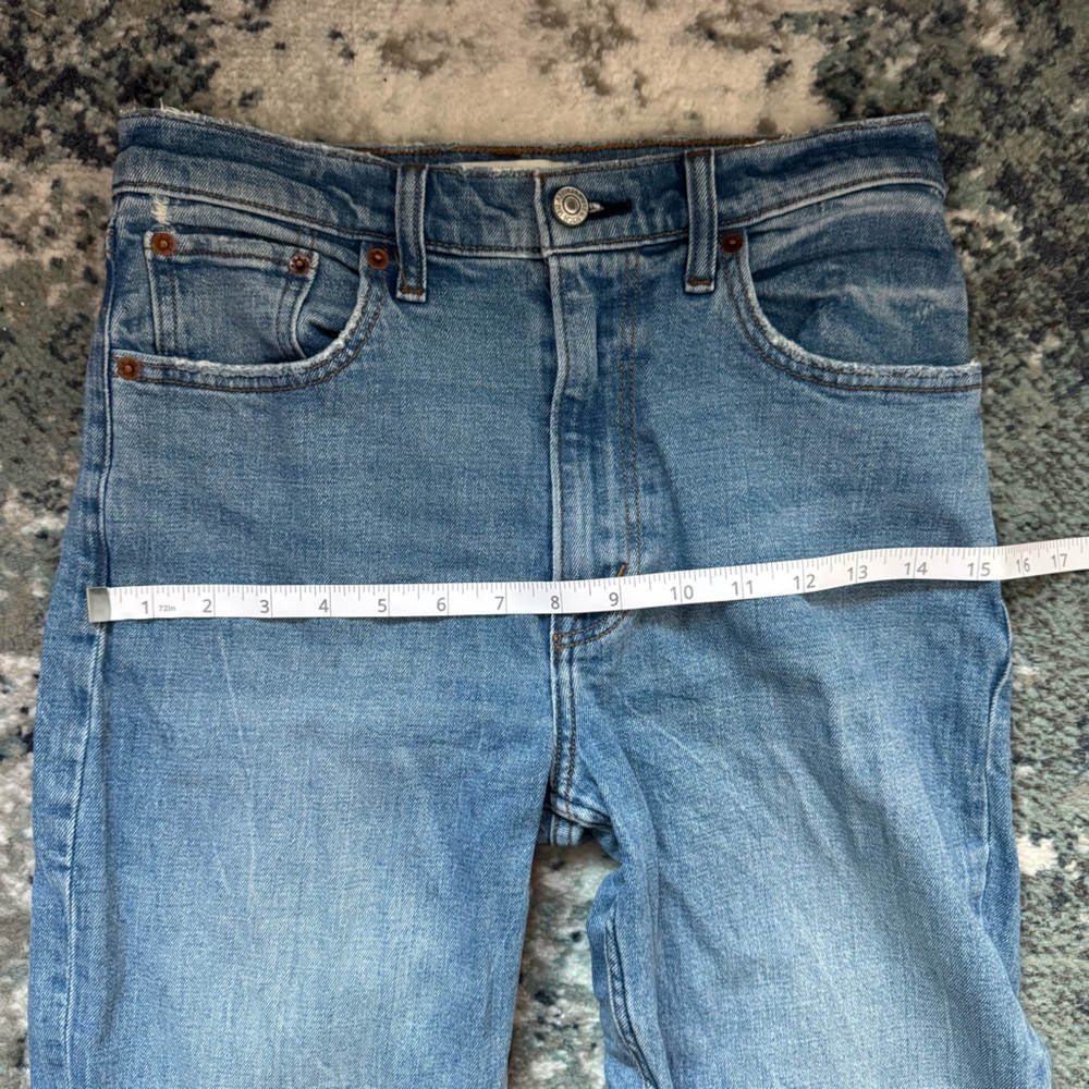 Size 26 2 Short The Mom High Rise Jeans Abercrombie & Fitch Blue Straight Leg - Picture 12 of 15